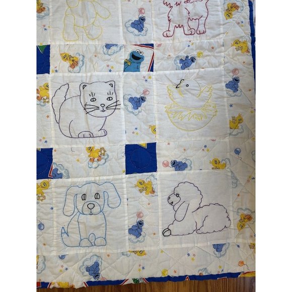 Handmade Sesame Street Blanket Embroidered Animals Baby Blanket - Picture 7 of 16